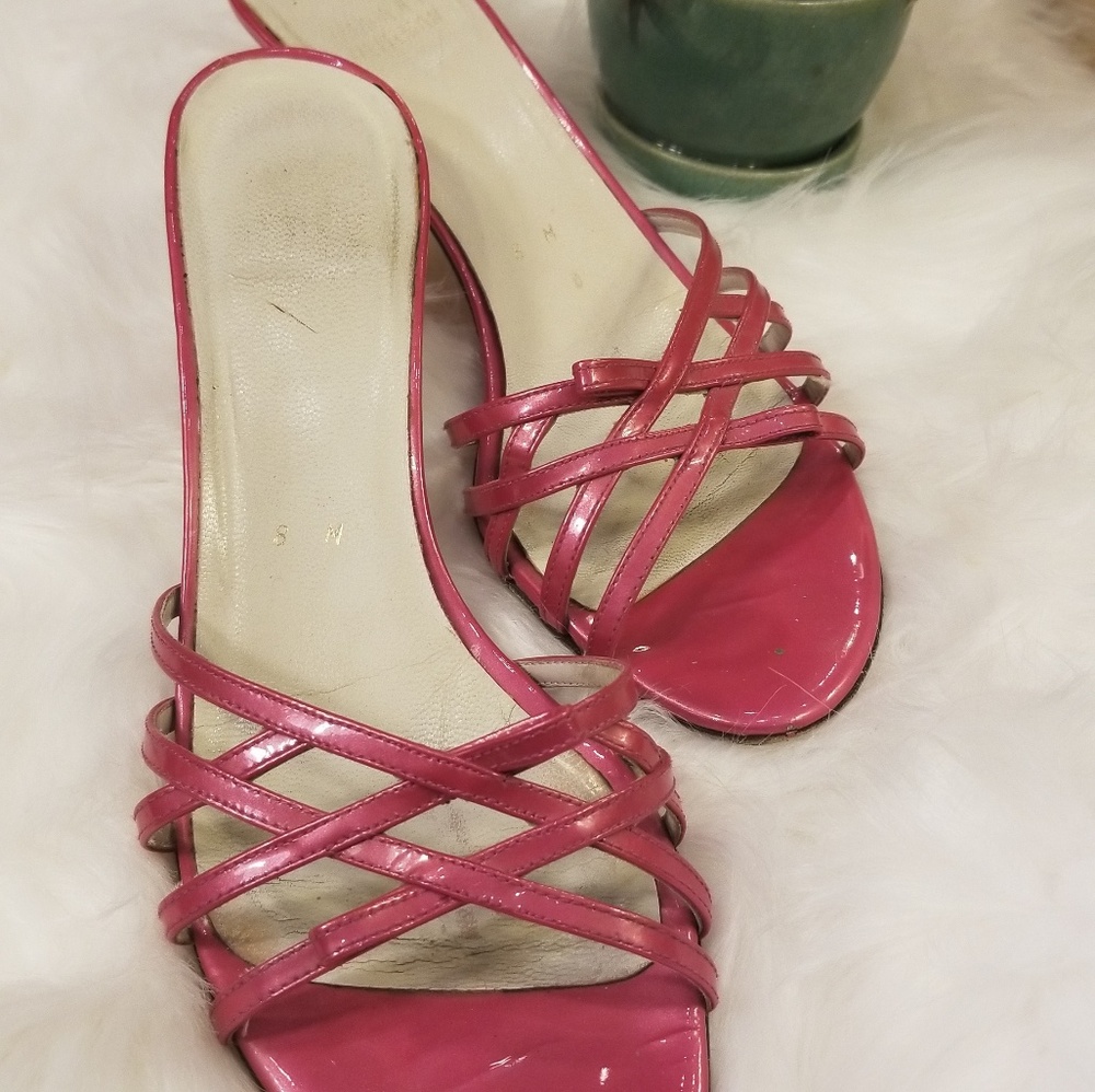 Stewart Weitzman Hot Pink Leather Kitten Heels